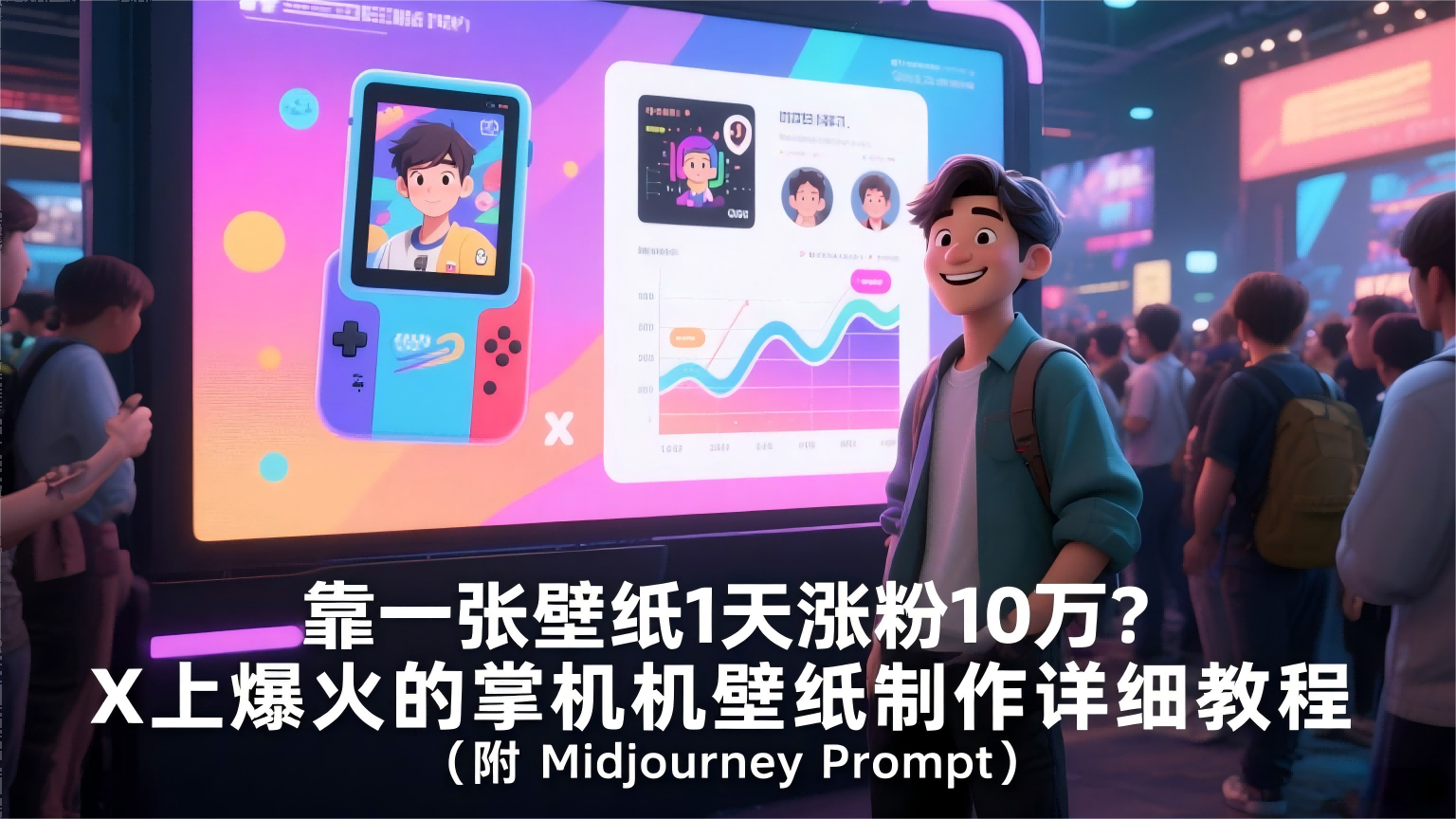 靠一张壁纸1天涨粉10万？X上爆火的掌机壁纸制作详细教程（附Midjourney Prompt）