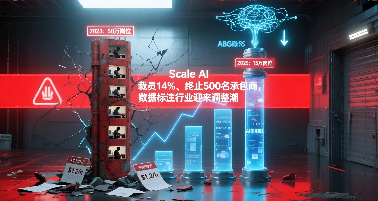 Scale AI裁员14%终止500名承包商，数据标注行业面临技术性失业潮