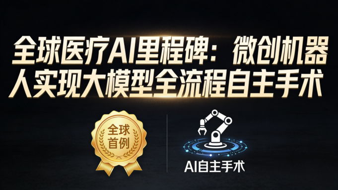 全球医疗AI里程碑：微创机器人实现大模型全流程自主手术