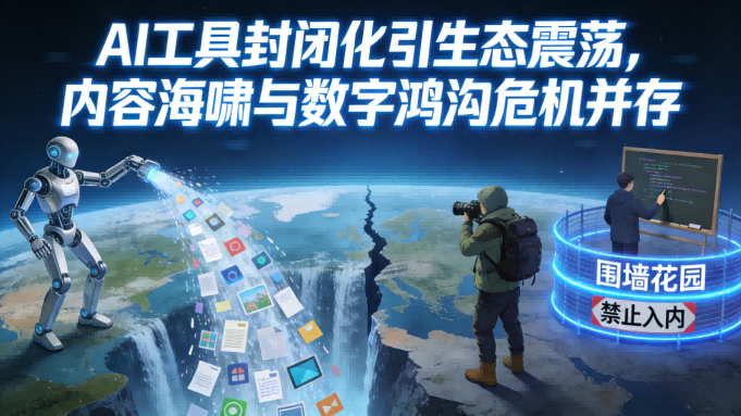 AI工具封闭化引生态震荡，内容海啸与数字鸿沟危机并存