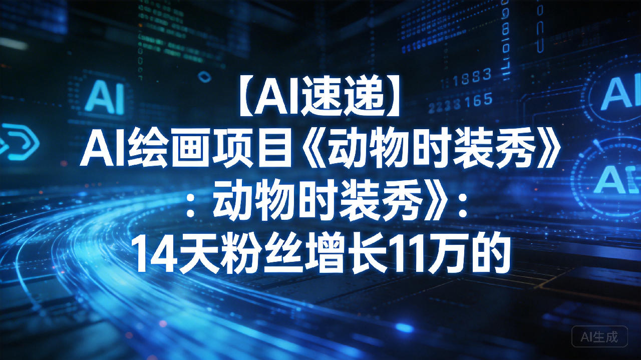 【AI速递】AI绘画项目《动物时装秀》：14天粉丝增长11万的