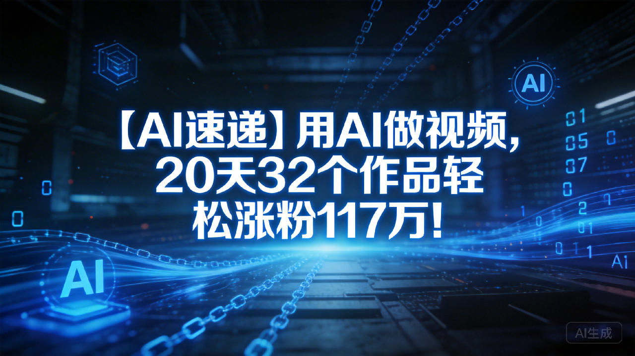【AI速递】用AI做视频，20天32个作品轻松涨粉117万！