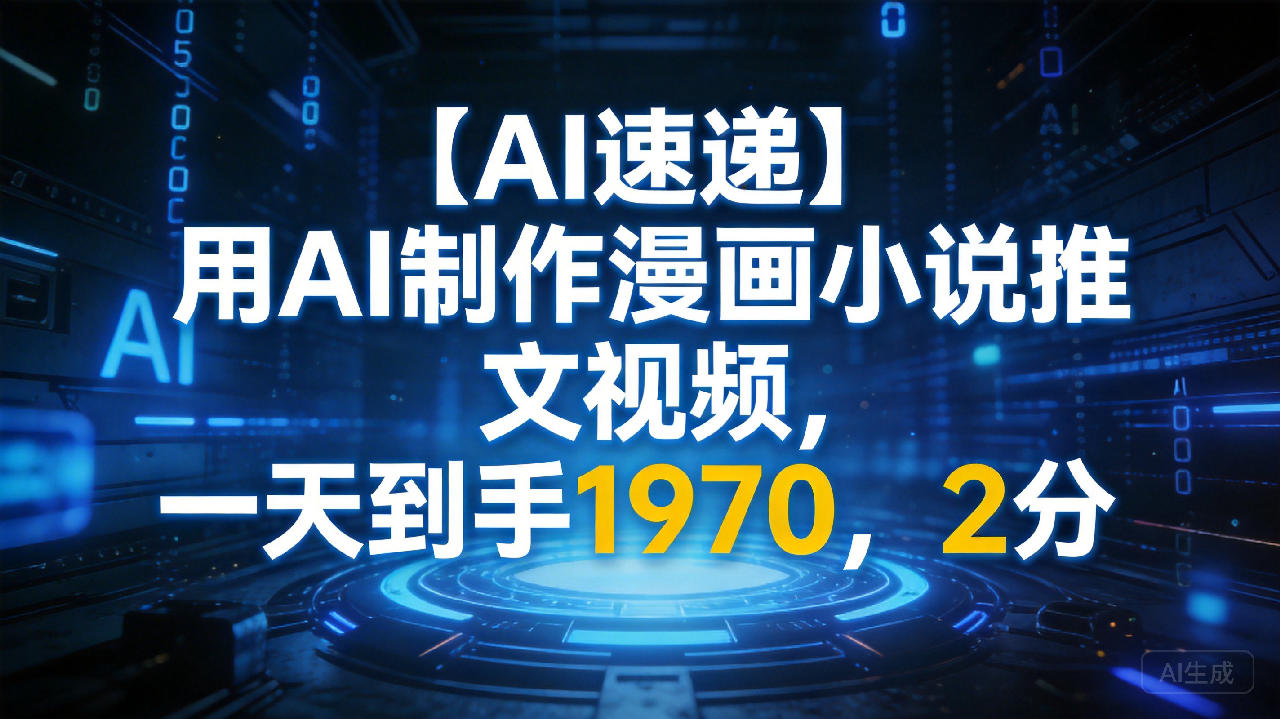 【AI速递】用AI制作漫画小说推文视频，一天到手1970，2分