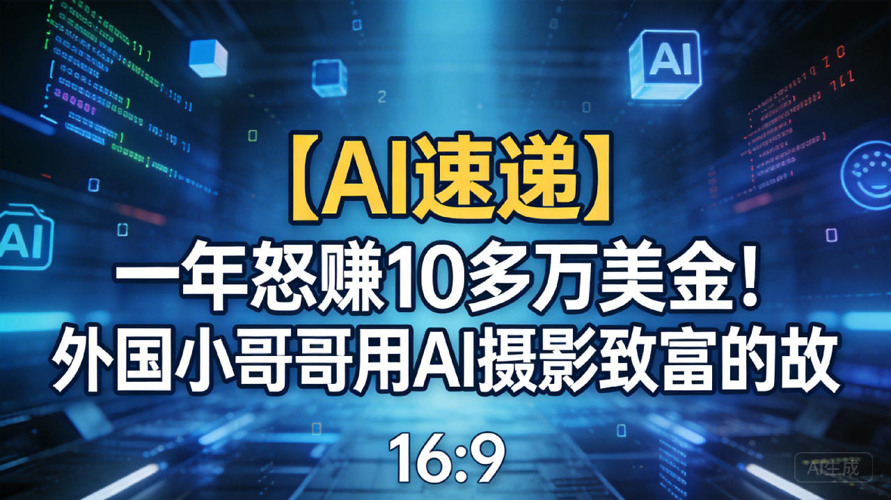 【AI速递】一年怒赚10多万美金！外国小哥哥用AI摄影致富的故