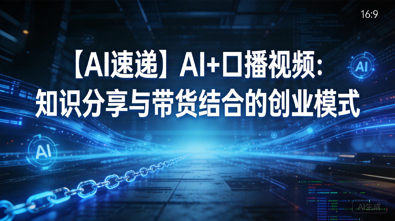 【AI速递】AI+口播视频：知识分享与带货结合的创业模式