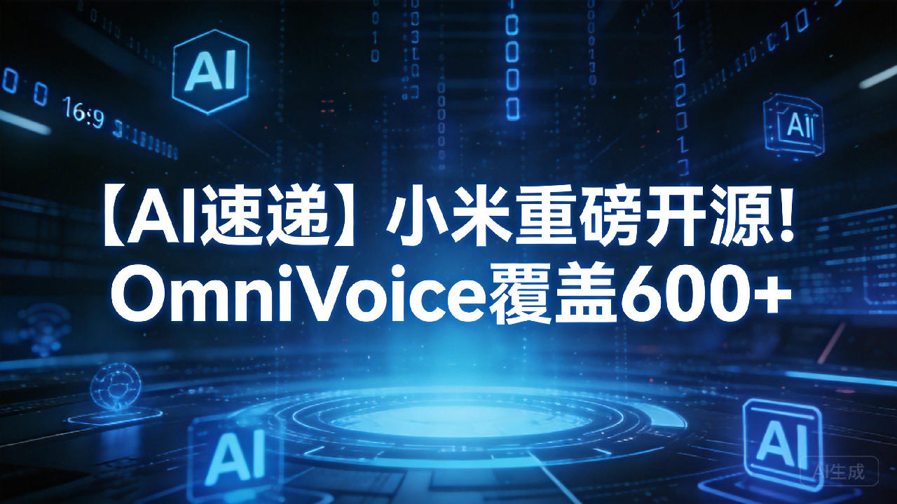 【AI速递】小米重磅开源！OmniVoice 覆盖 600+