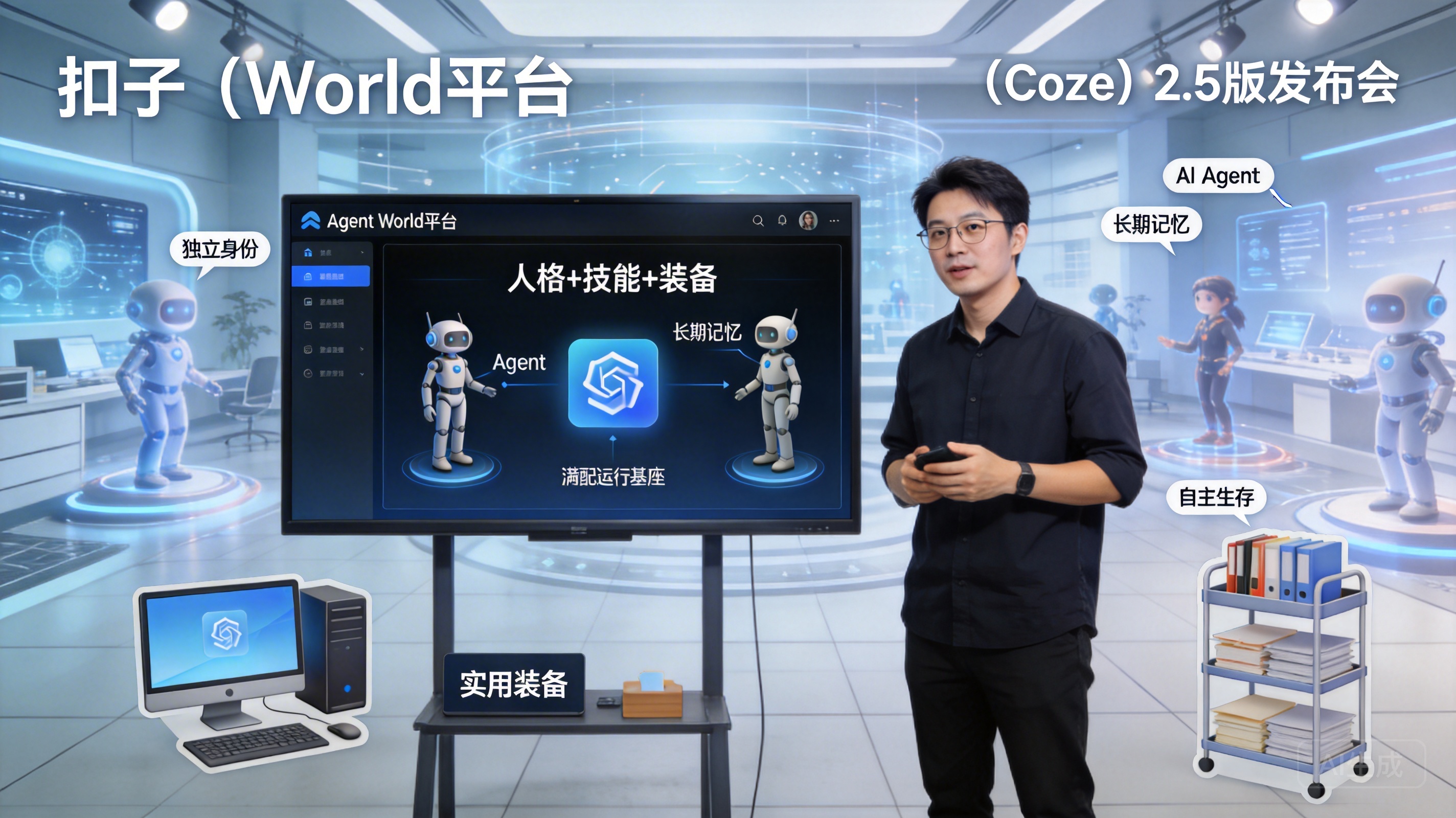 扣子 2.5 重磅升级！给 AI Agent 配云电脑 + 云手机 + 独立邮箱，还建了个“平行世界”
