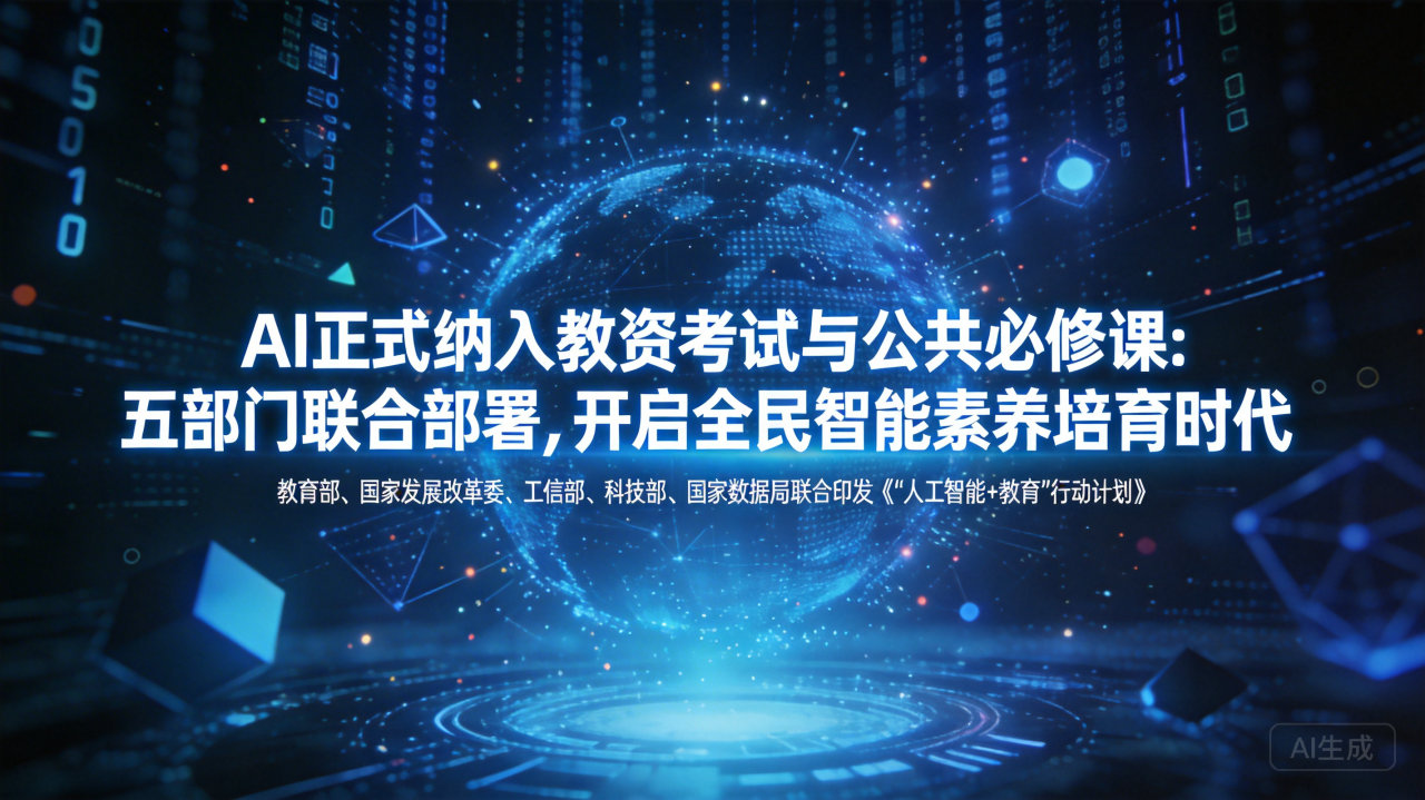 AI正式纳入教资考试与公共必修课:五部门联合部署，开启全民…