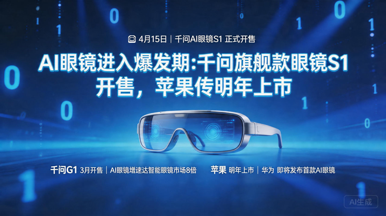 AI眼镜进入爆发期:千问旗舰款眼镜S1开售，苹果传明年上市