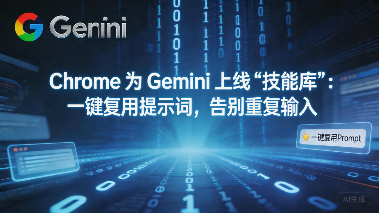 Chrome 为 Gemini 上线“技能库”：一键复用提…