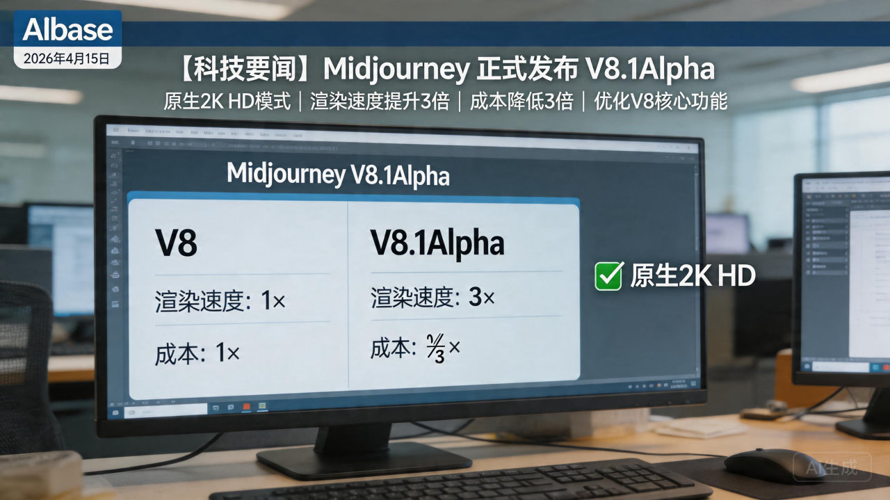 Midjourney V8.1 重磅发布:原生 2K 高清渲染速度成本双降 3 倍,图像提示功能强势回归!