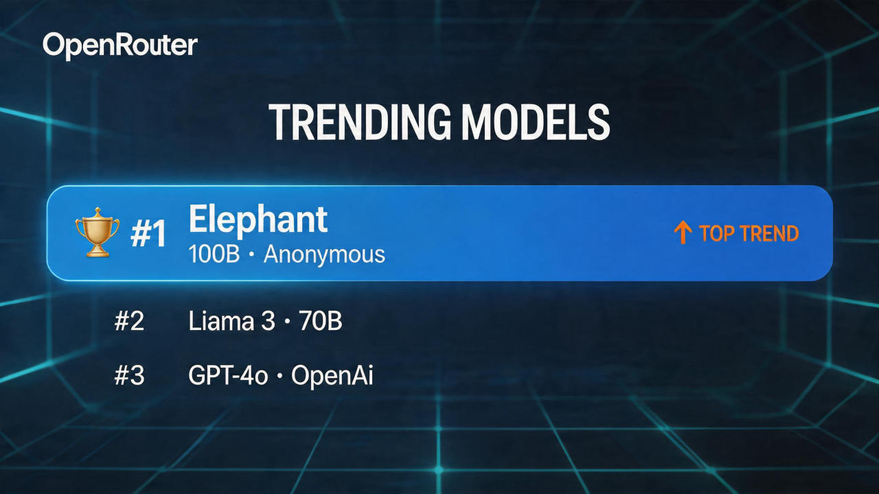 100B 匿名模型 Elephant 冲上 OpenRou…