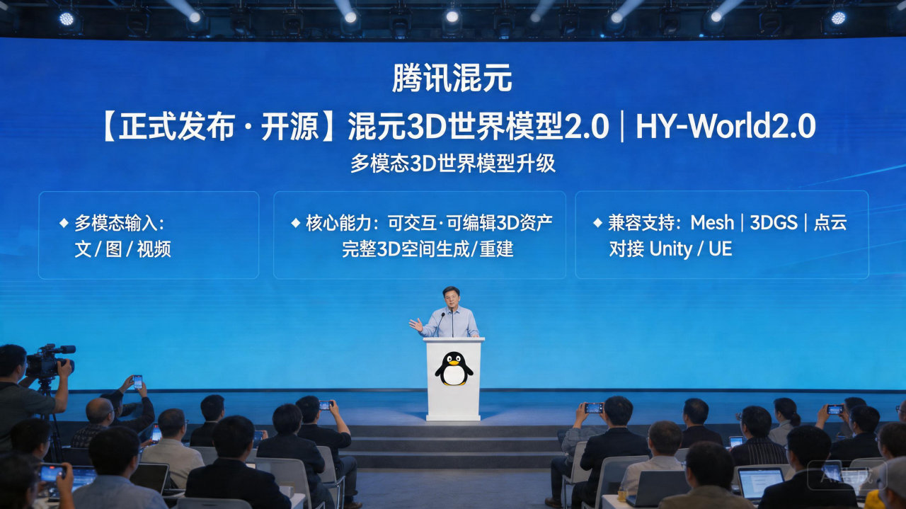 腾讯开源混元3D 世界模型2.0，支持一键生成可编辑3D 空间资产
