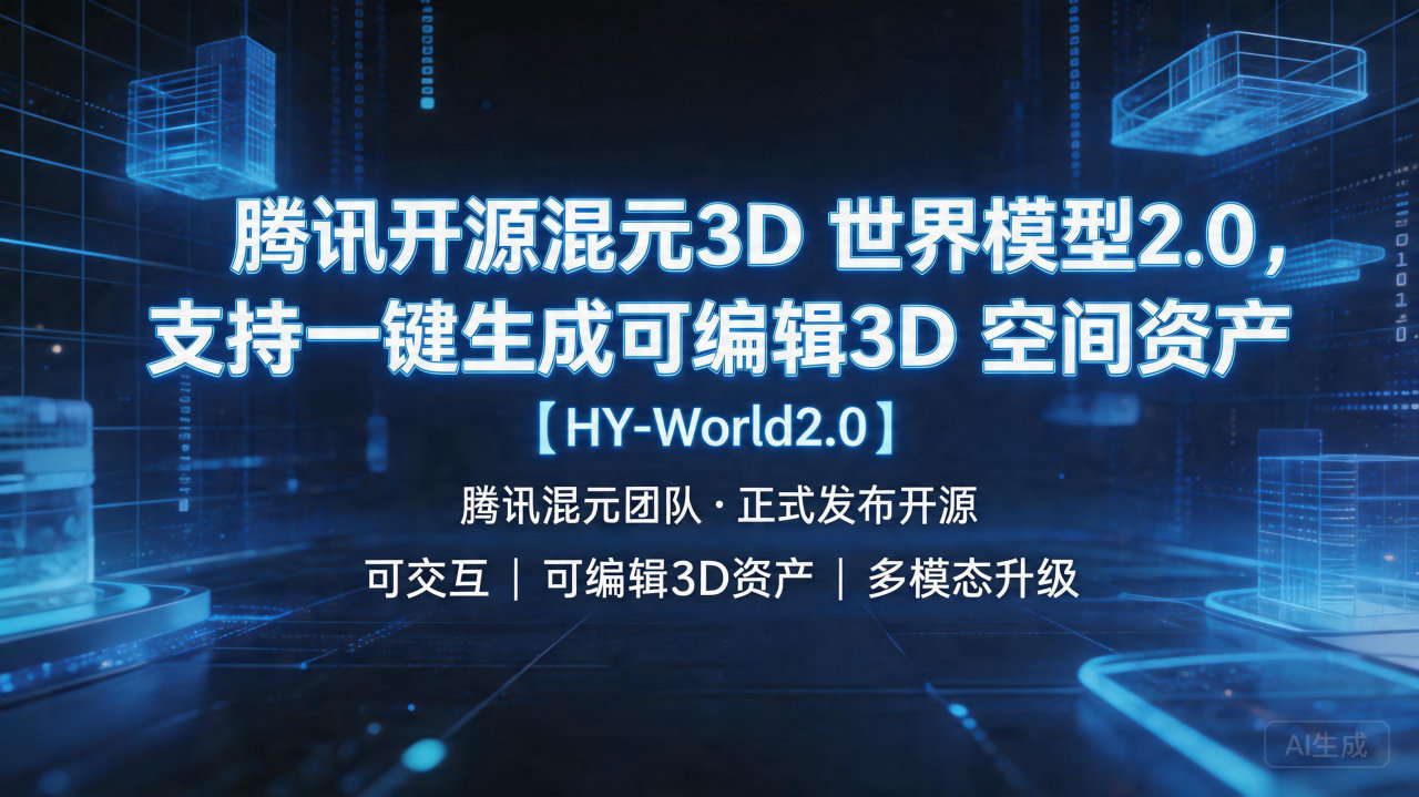 腾讯开源混元3D 世界模型2.0，支持一键生成可编辑3D …