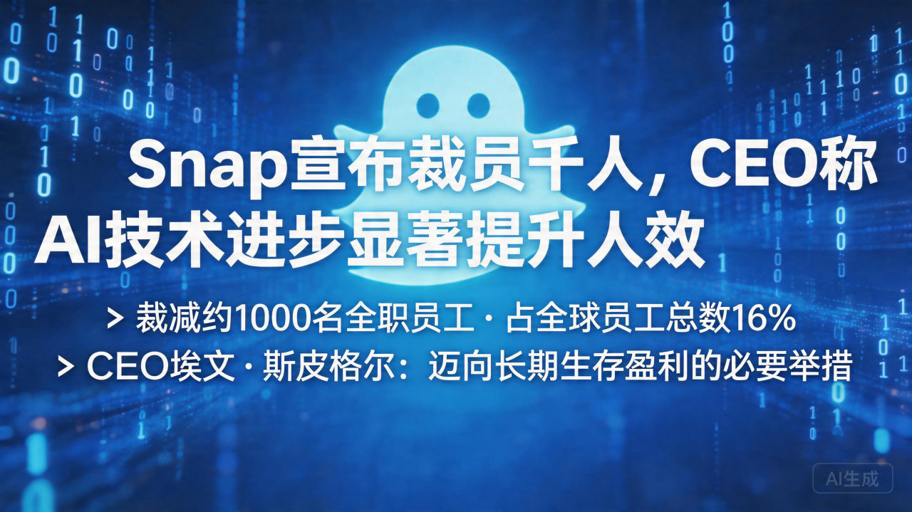 Snap宣布裁员千人，CEO称AI技术进步显著提升人效