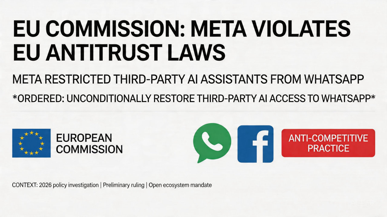 欧盟初审判定Meta垄断，责令WhatsApp恢复第三方AI接入
