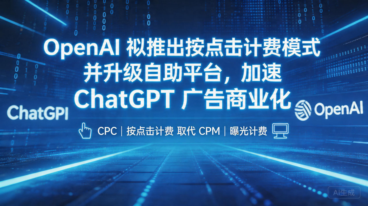 OpenAI 拟推出按点击计费模式并升级自助平台，加速 C…