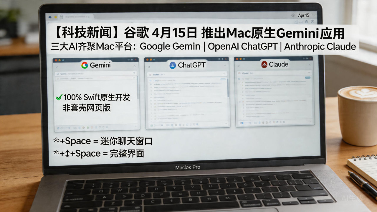 谷歌Gemini Mac版来了，三大AI全部登陆苹果桌面，抢占入口的战争打响
