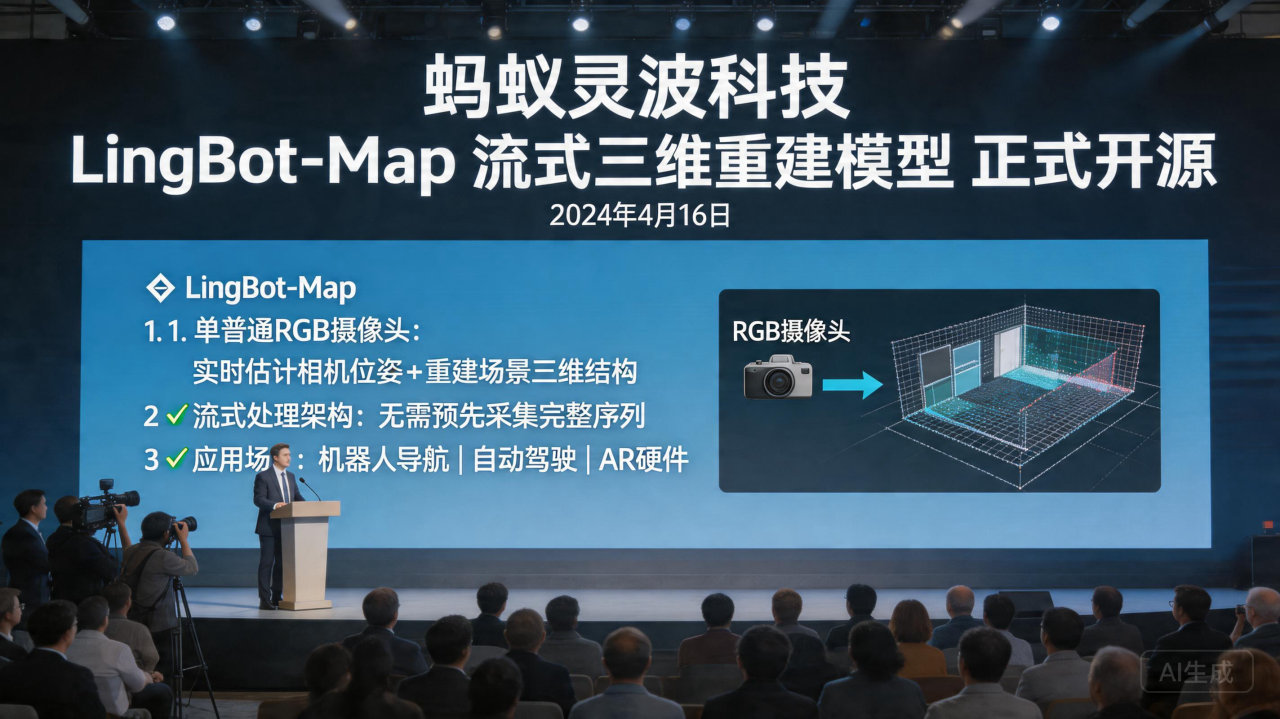 蚂蚁灵波科技开源 LingBot-Map：支持单摄像头实时流式三维重建
