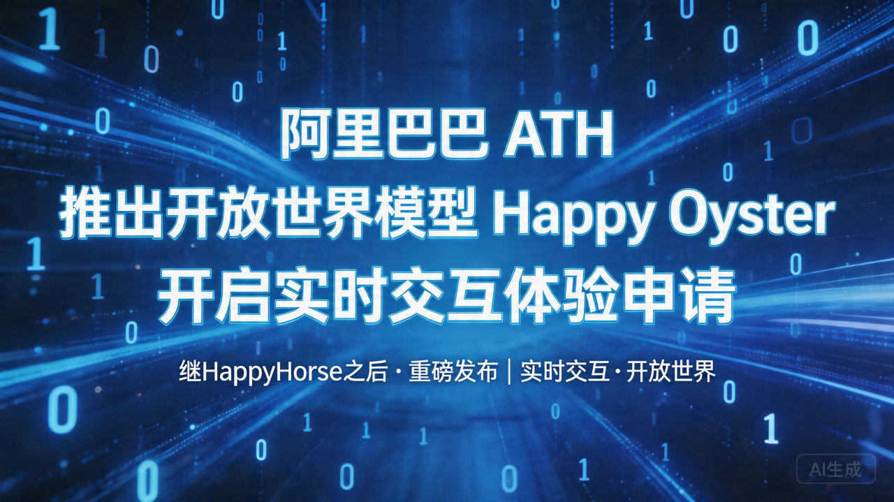 阿里巴巴 ATH 推出开放世界模型 Happy Oyste…