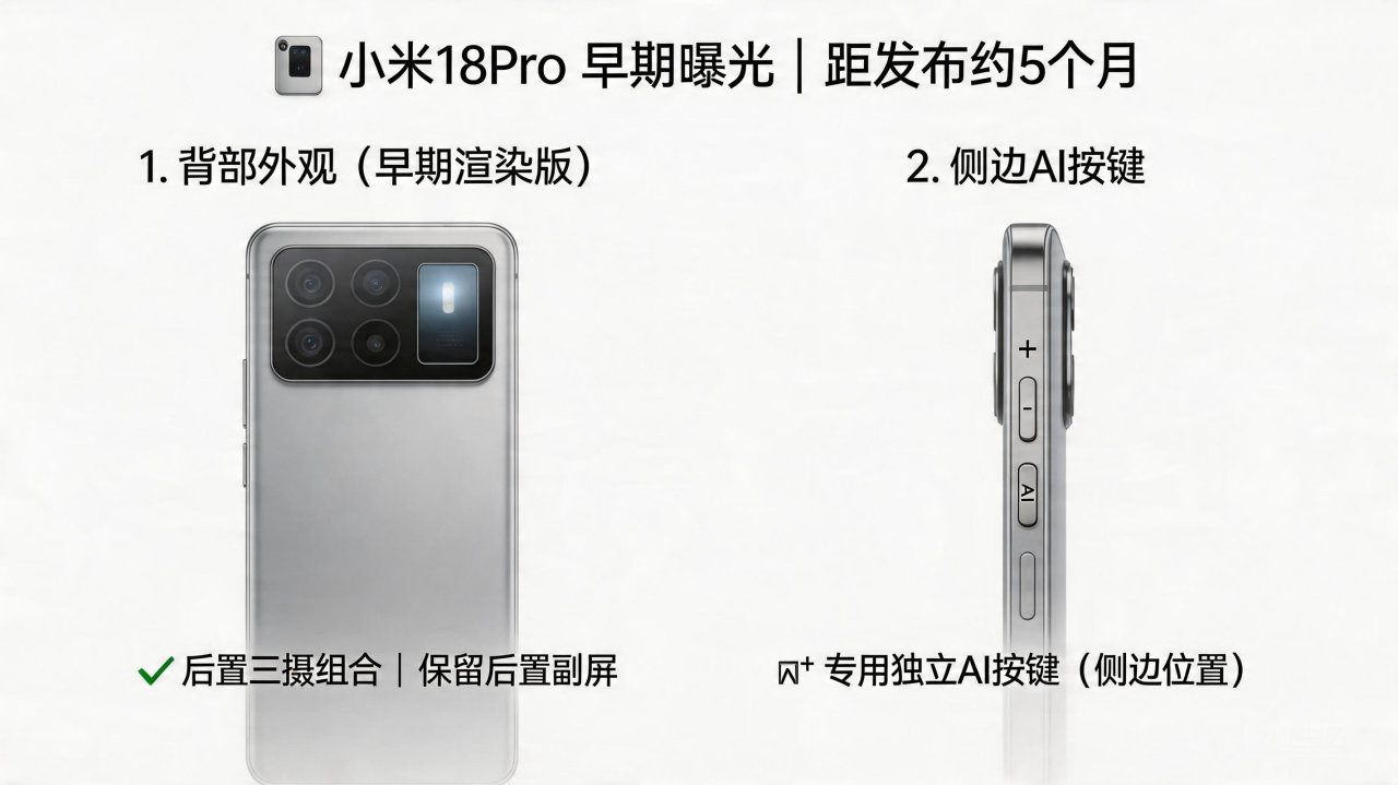 小米18 Pro首曝！新增专属AI按键，或能联动小米电动车
