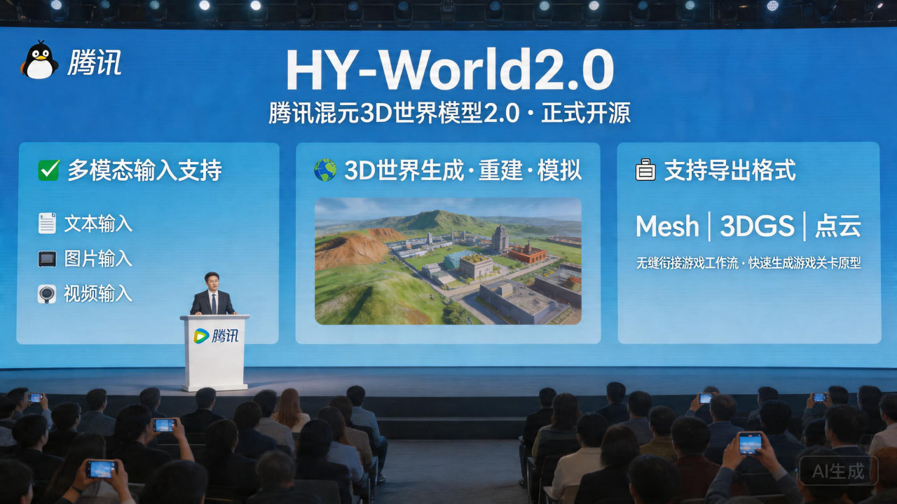 腾讯发布混元 3D 世界模型 2.0：无缝对接游戏工作流
