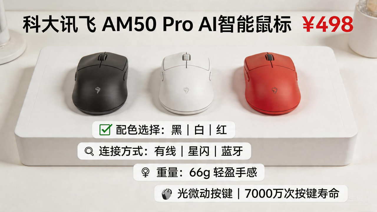 科大讯飞新发布的 AI 智能鼠标 AM50 Pro
