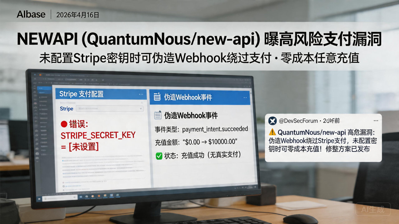开源AI接口系统NewAPI曝高危支付漏洞 未配置密钥可致“零成本”无限充值
