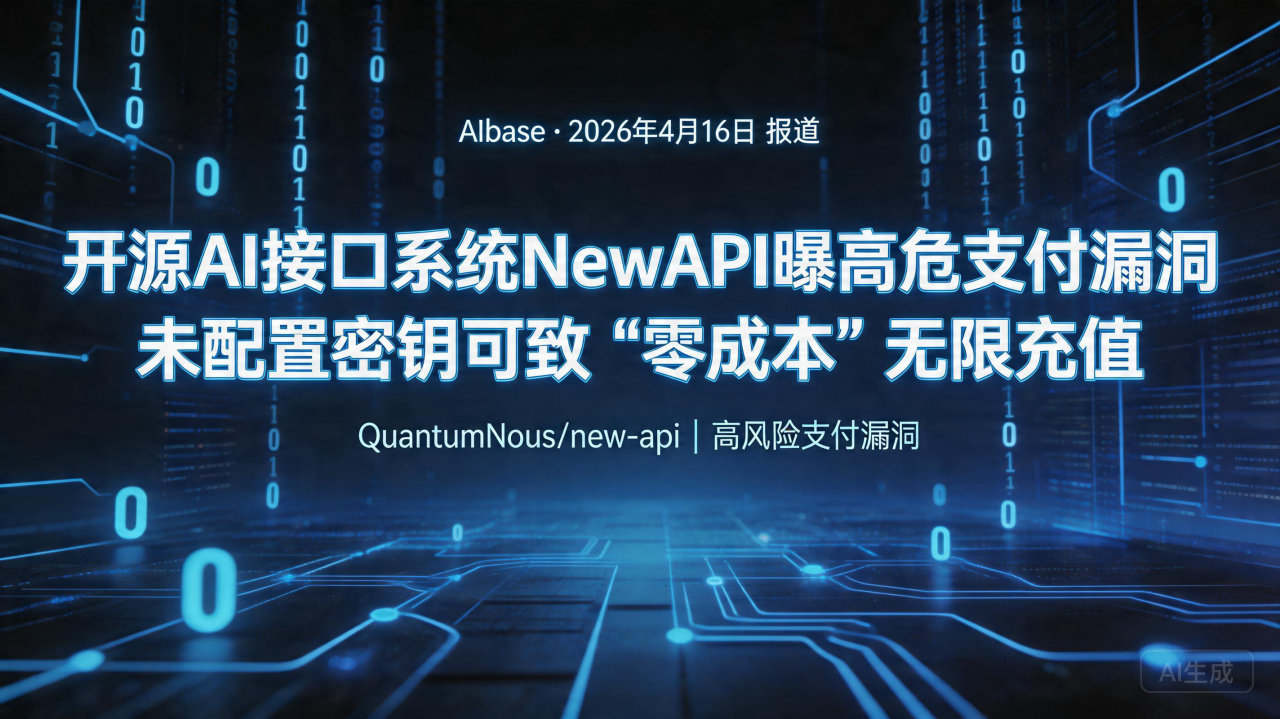 开源AI接口系统NewAPI曝高危支付漏洞 未配置密钥可致…