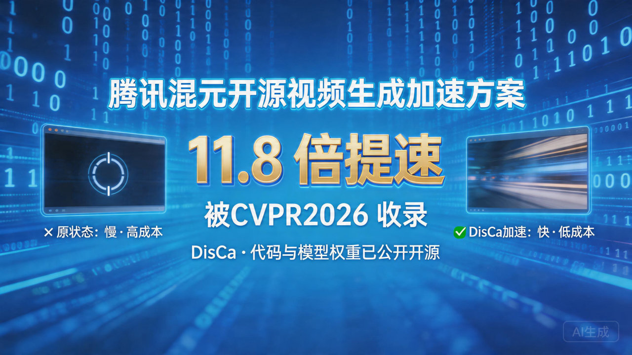 腾讯混元开源视频生成加速方案，11. 8 倍提速，被CVP…