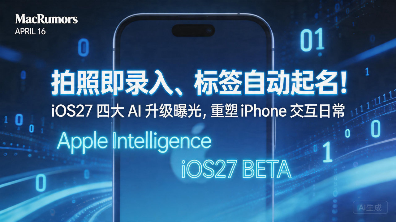 拍照即录入、标签自动起名!iOS27四大 AI 升级曝光，…