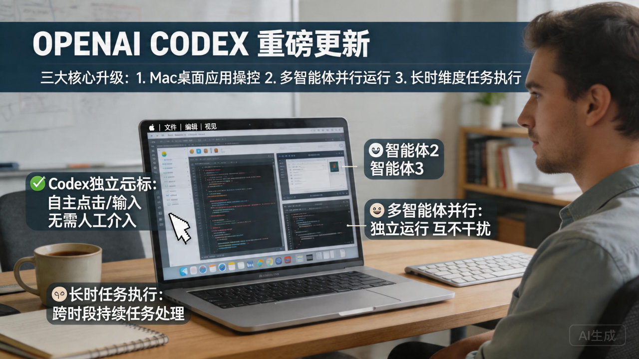 OpenAI更新Codex：支持Mac桌面操控、多智能体并行与长期任务执行
