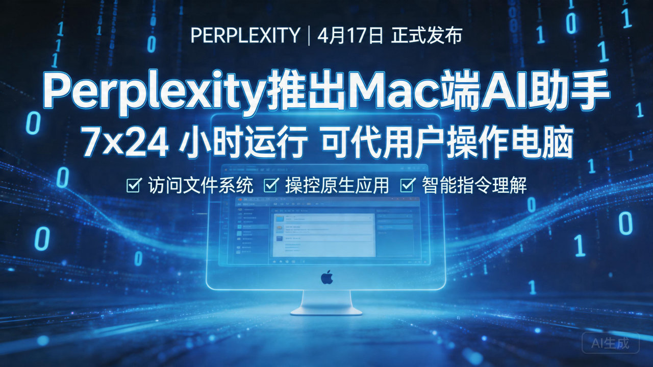 Perplexity推出Mac端AI助手：7× 24 小时…