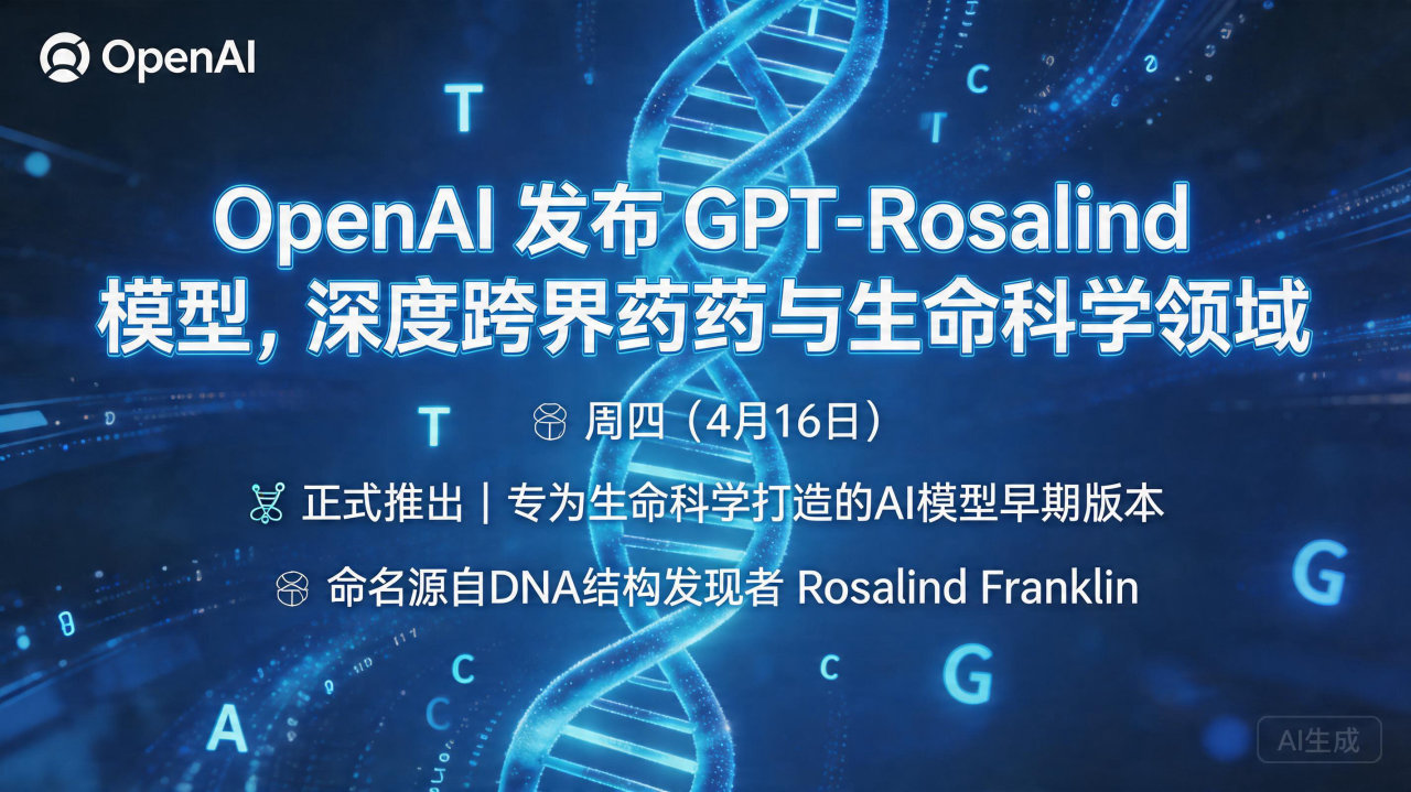 OpenAI 发布 GPT-Rosalind 模型，深度跨…