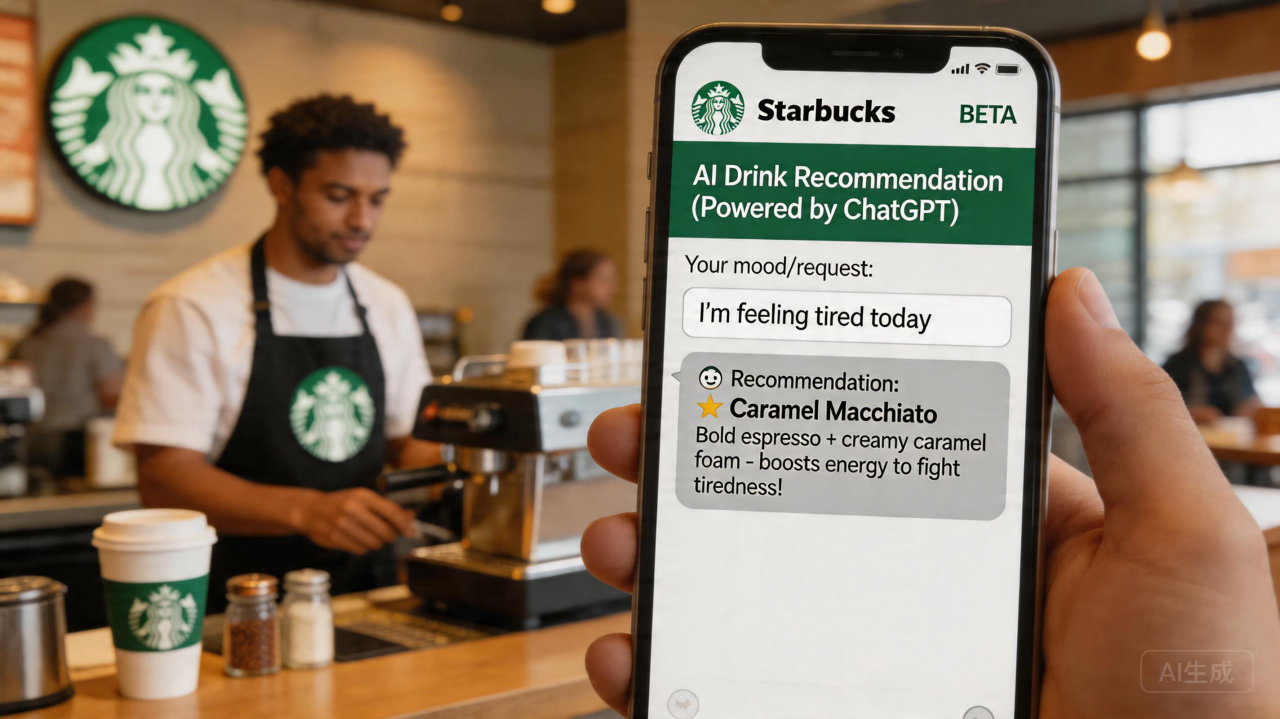 ​星巴克引入 ChatGPT，根据心情推荐饮品
