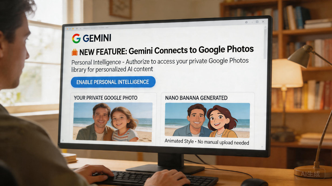 谷歌Gemini接入个人相册，AI生成图像迈向真正个性化

