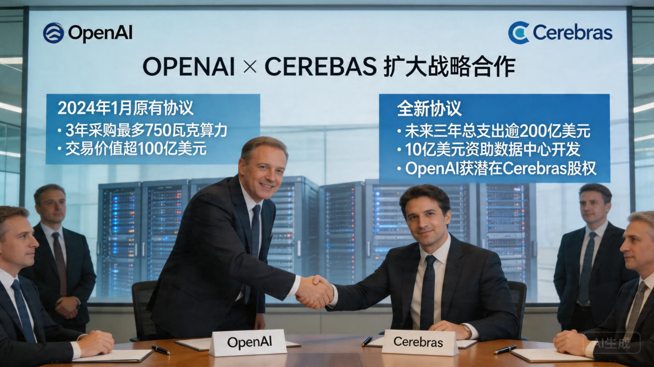 OpenAI斥资逾 200 亿美元押注Cerebras，或获高达10%股权

