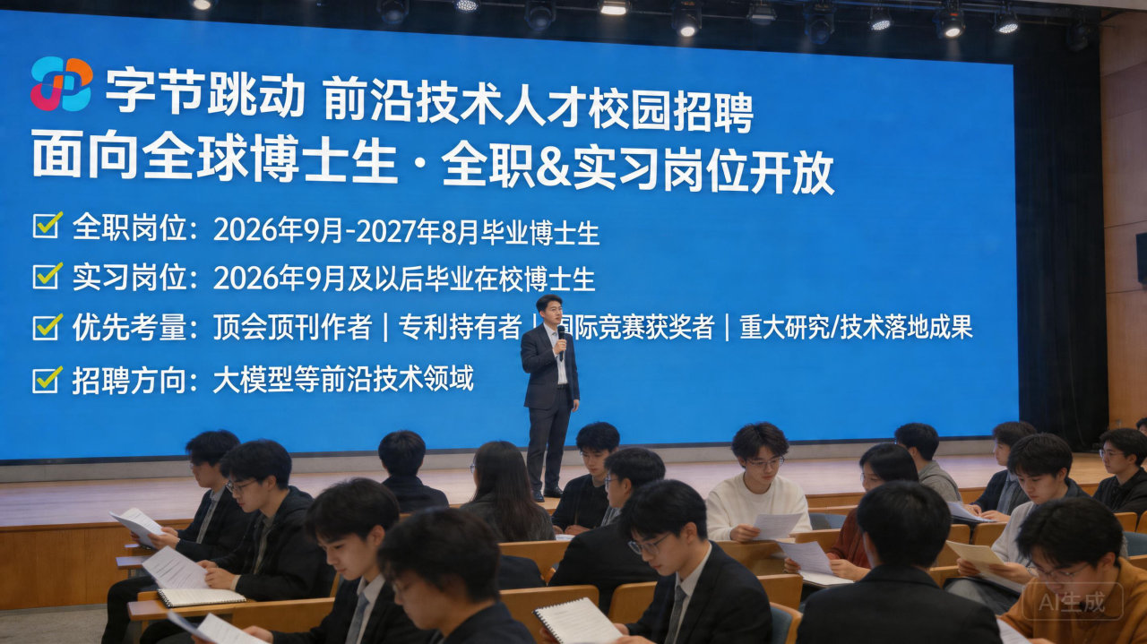 字节跳动启动前沿技术人才校招，面向全球博士生开放多个AI方向
