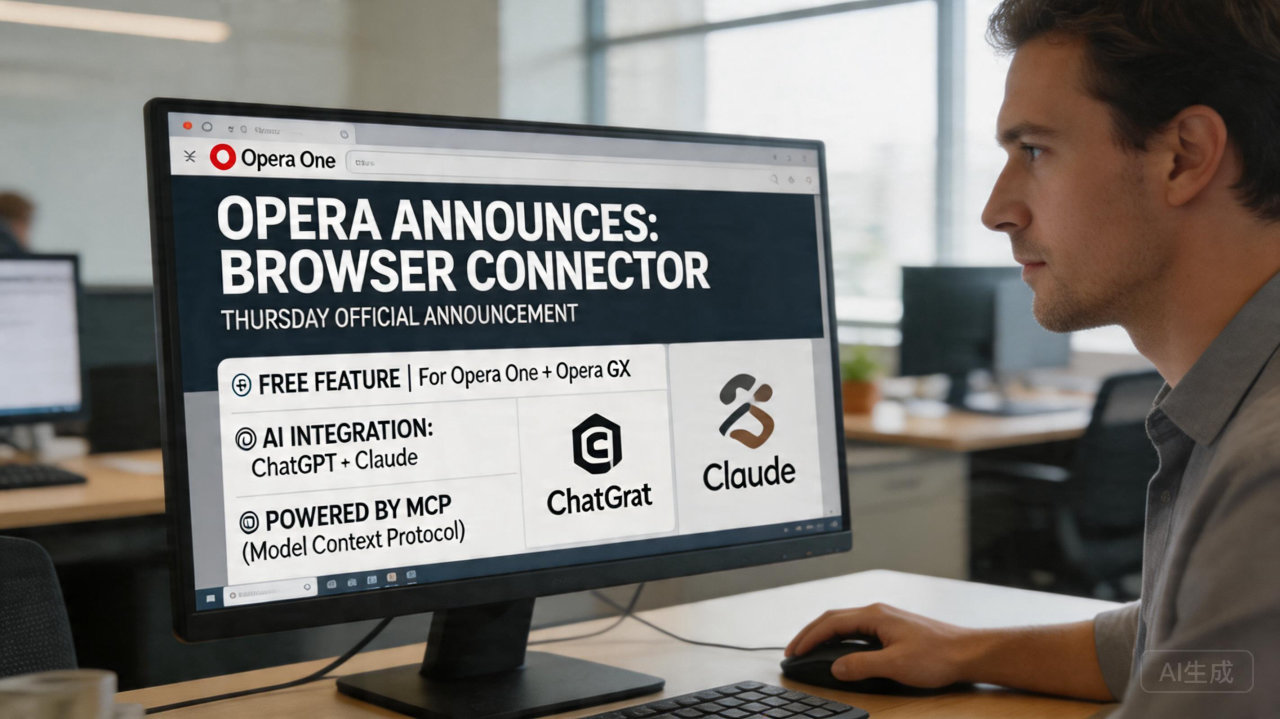 Opera 推出浏览器连接器功能 让 AI 聊天机器人无缝集成
