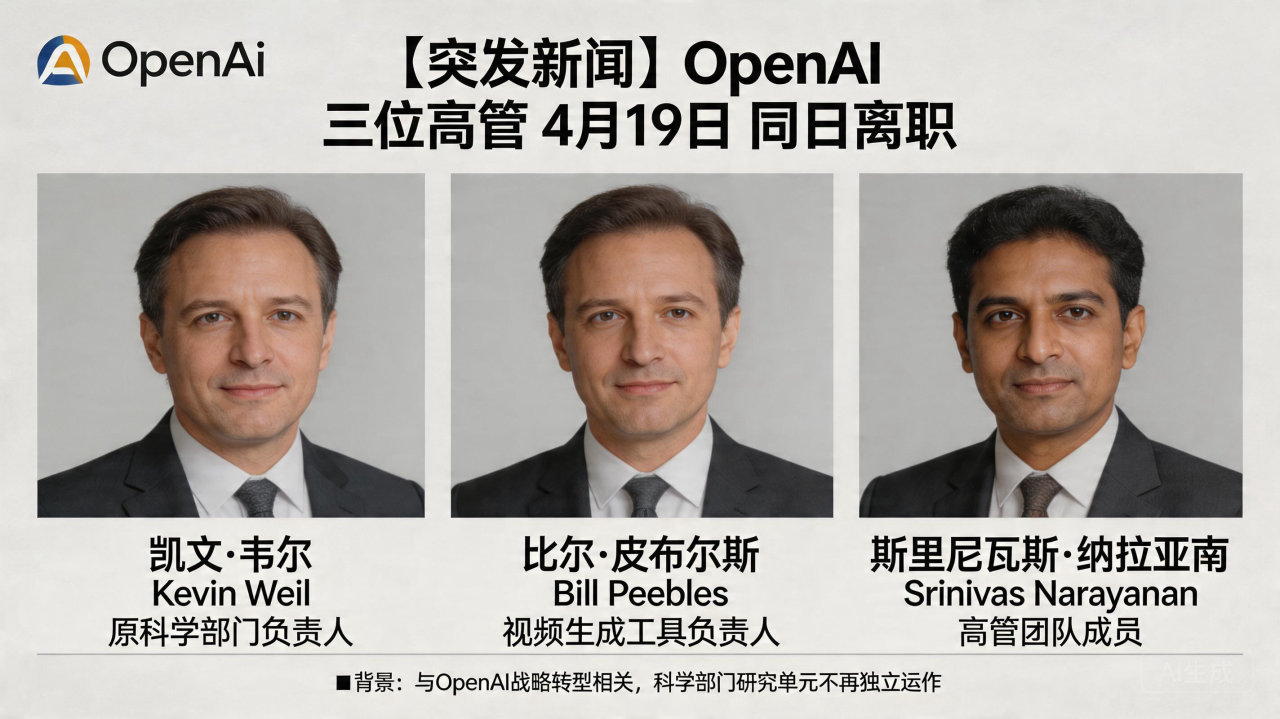 ​OpenAI 高管大换血：三位核心领导同日辞职引发关注
