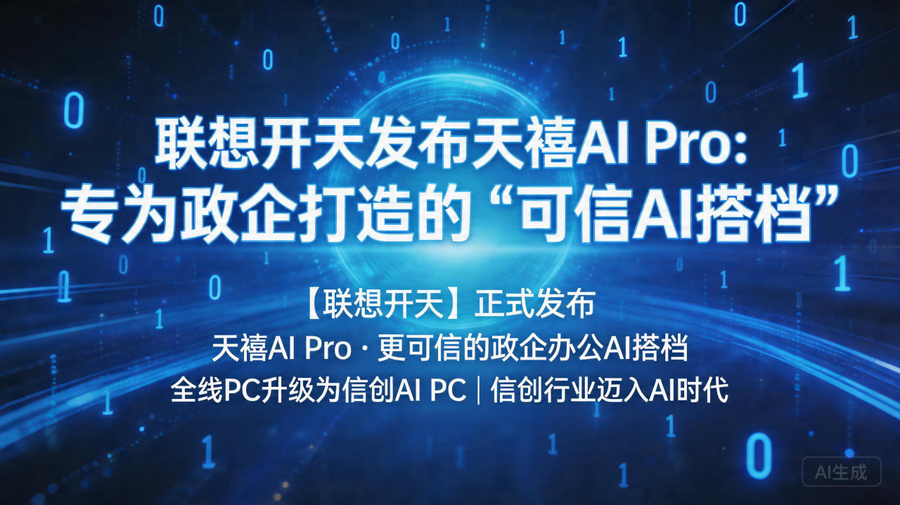 联想开天发布天禧AI Pro：专为政企打造的"可…