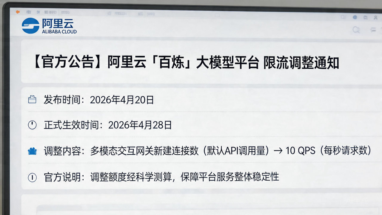 开发者注意！阿里云百炼平台API限流政策将迎来重要调整
