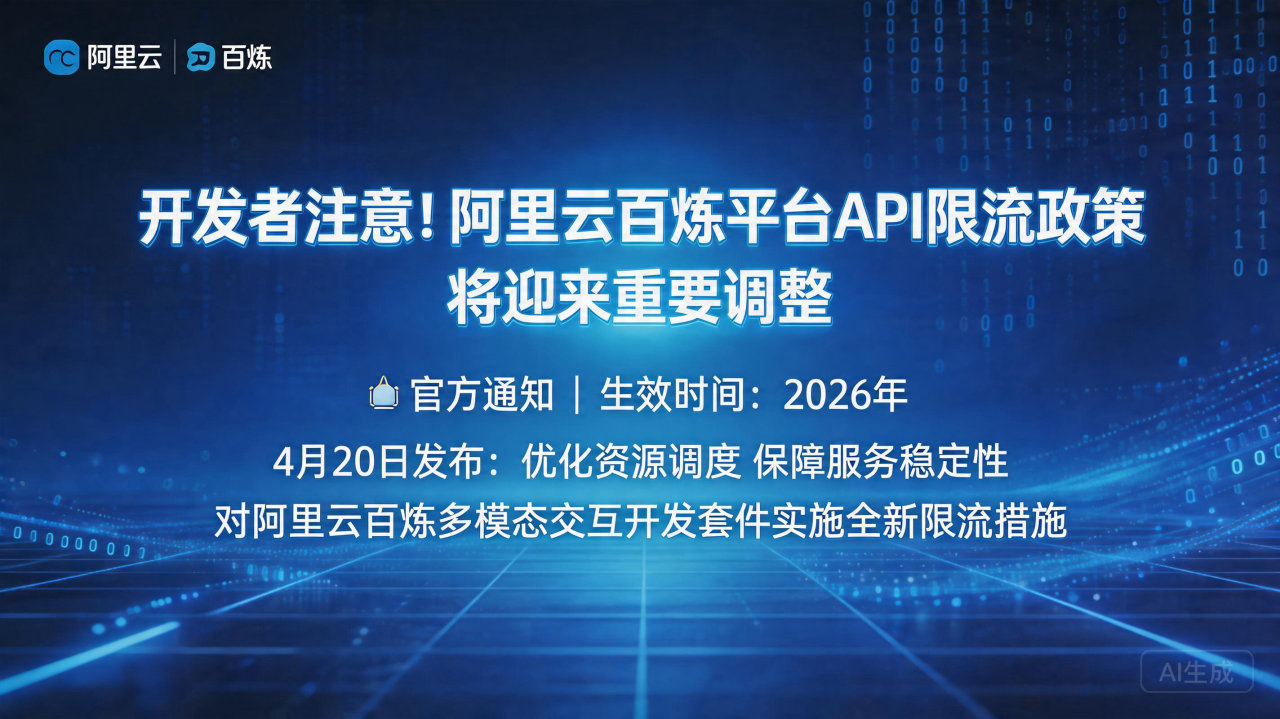 开发者注意！阿里云百炼平台API限流政策将迎来重要调整