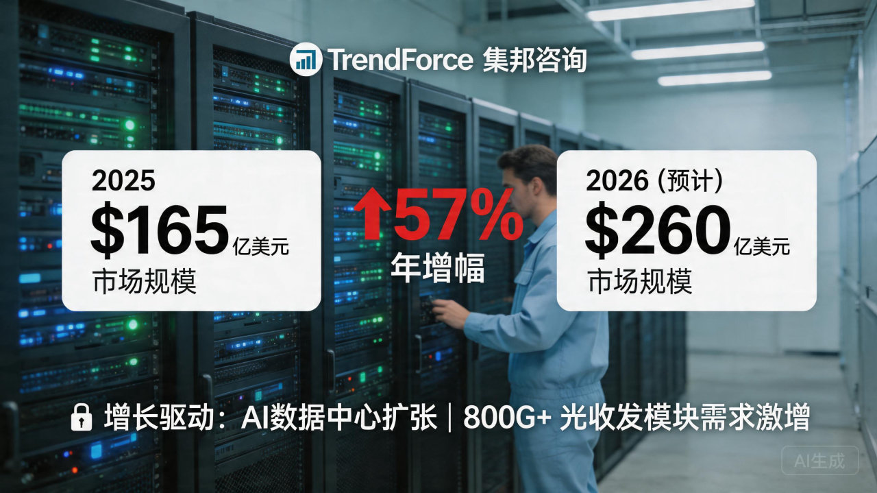 2026 年全球 AI 光收发模块市场规模将达 260 亿美元，供应链瓶颈亟待解决
