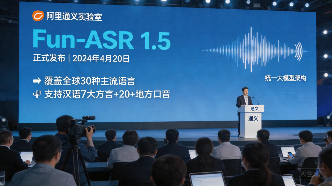 阿里通义实验室发布语音识别大模型Fun-ASR1.5 30 种语言、方言古诗都能秒转！

