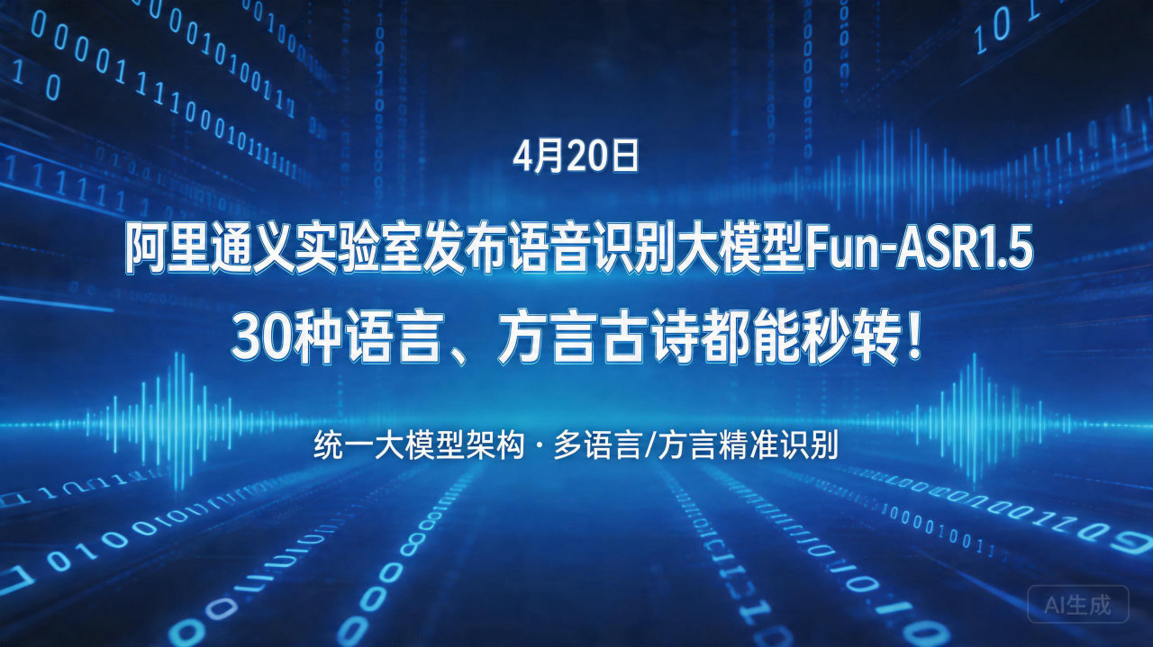 阿里通义实验室发布语音识别大模型Fun-ASR1.5 30…