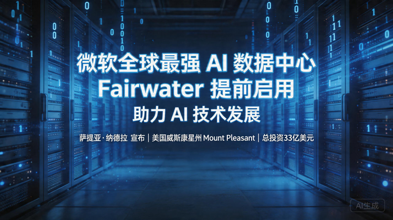 ​微软全球最强 AI 数据中心 Fairwater 提前启…