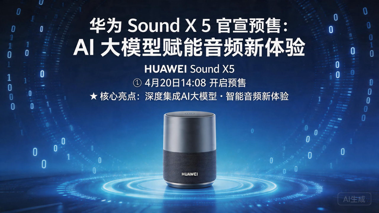 华为 Sound X 5 官宣预售：AI 大模型赋能音频新…