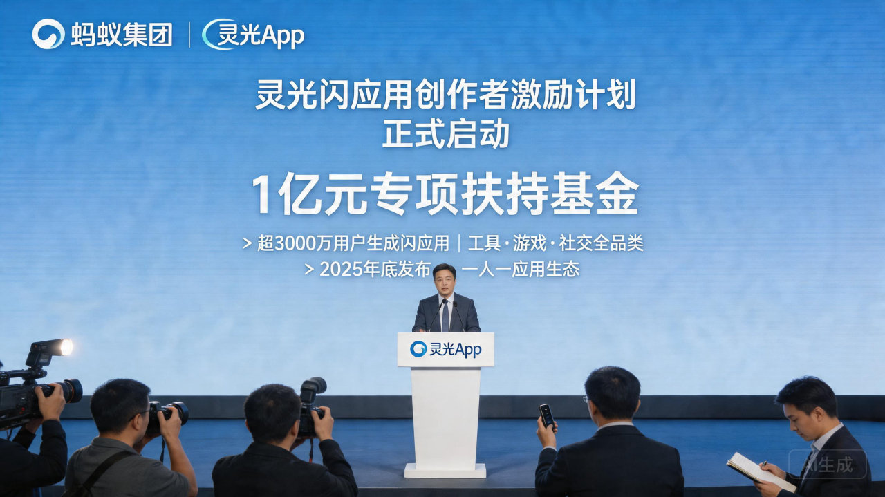蚂蚁灵光App闪应用突破3000万个，宣布投入1亿元启动专项创作者激励
