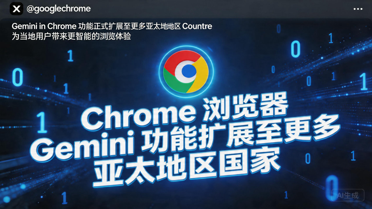 Chrome 浏览器 Gemini 功能扩展至更多亚太地区…
